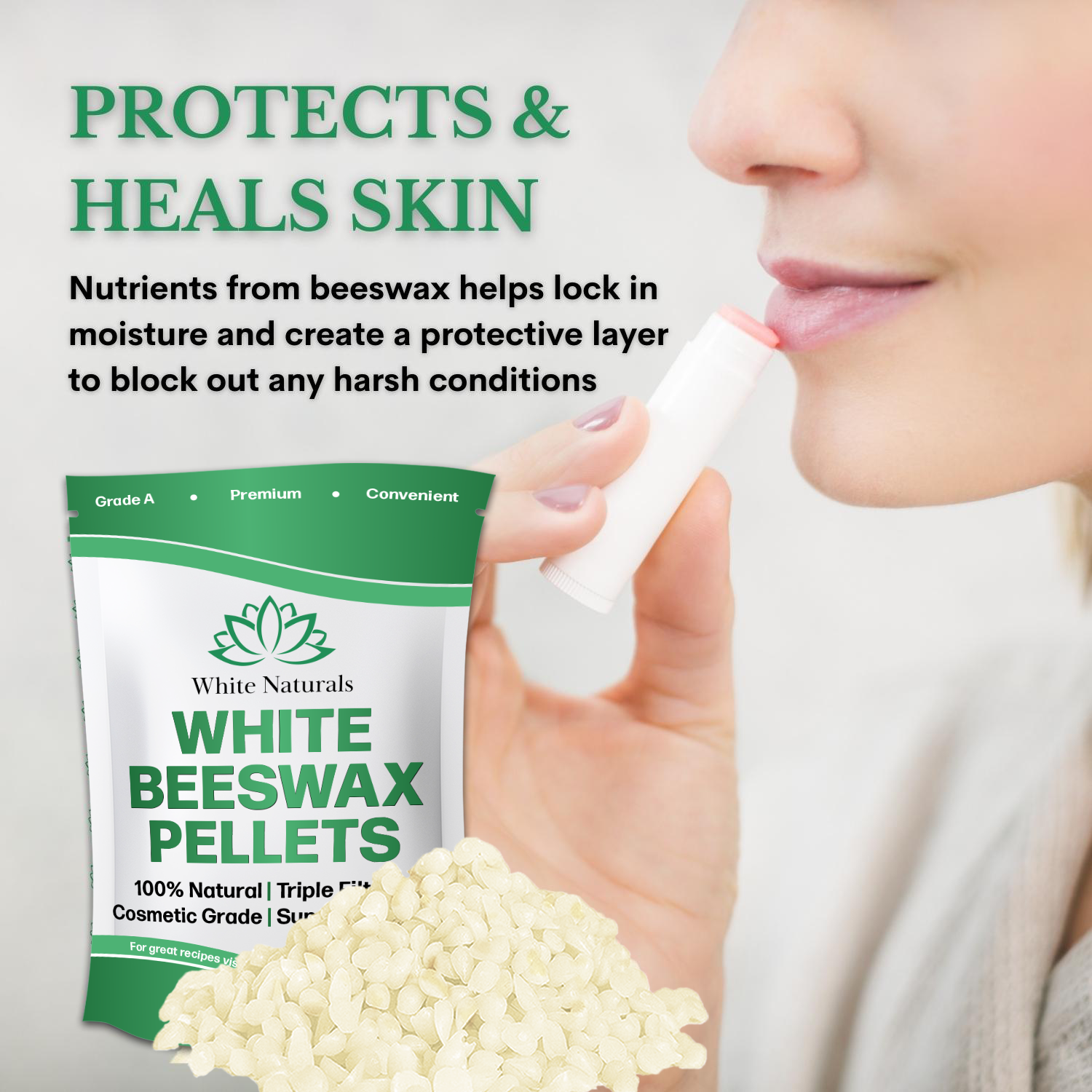White Beeswax Pellets 2 lb ( 1 lb in each bag ), Pure, Organic, Cosmetic  Grade, Triple Filtered, Great For Diy Lip Balms, Lotions, Candles & more -  White Naturals